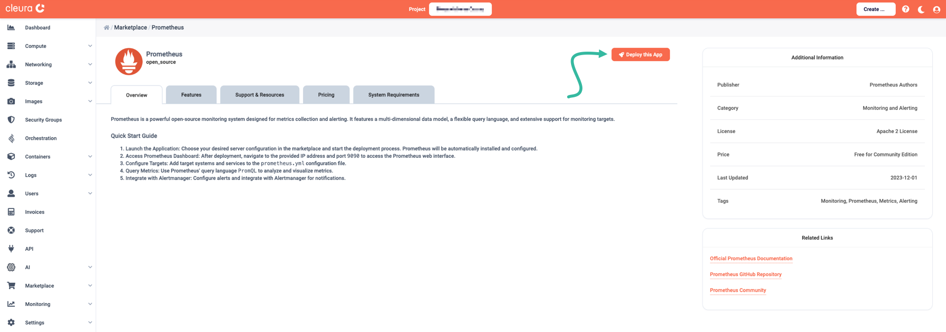 Start the Prometheus deployment process