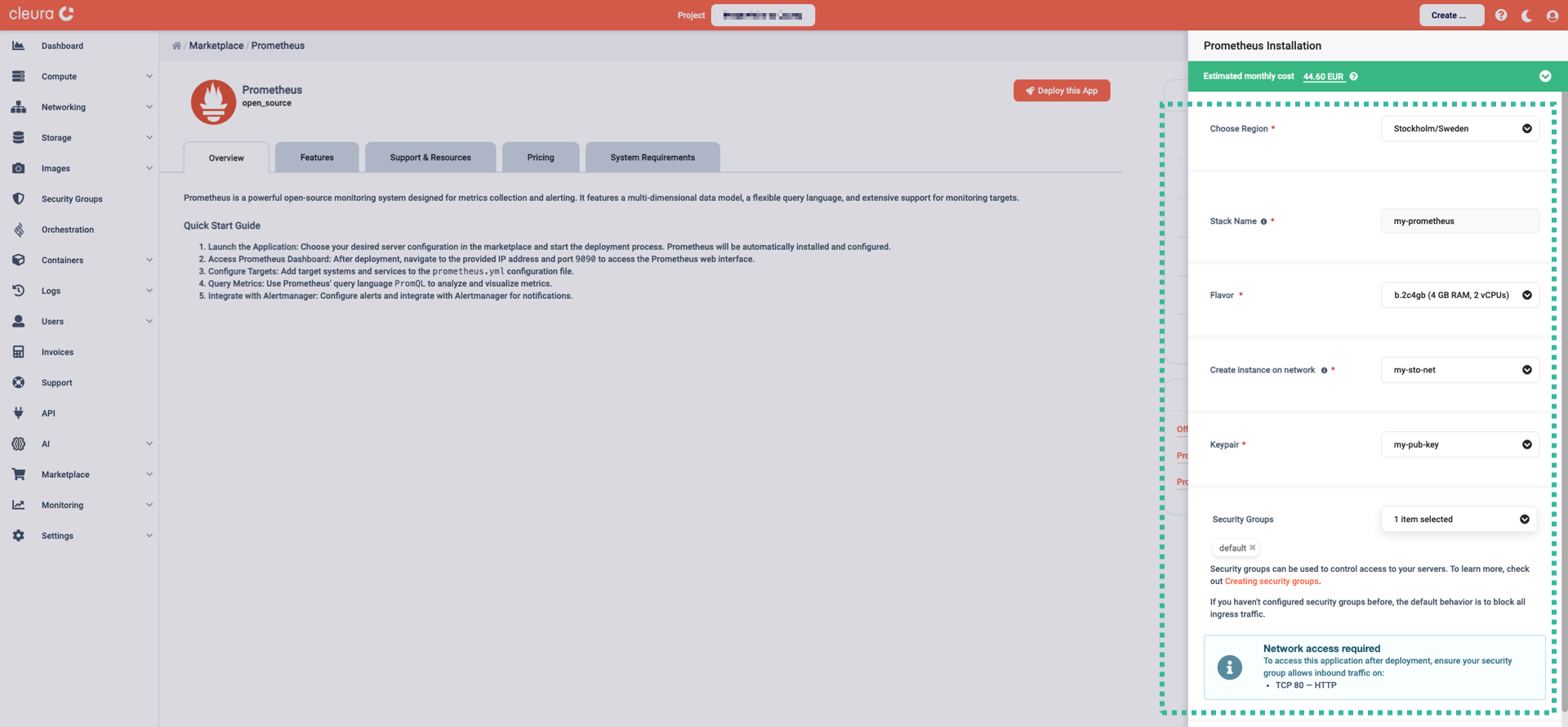 Specify the characteristics of the particular Prometheus deployment