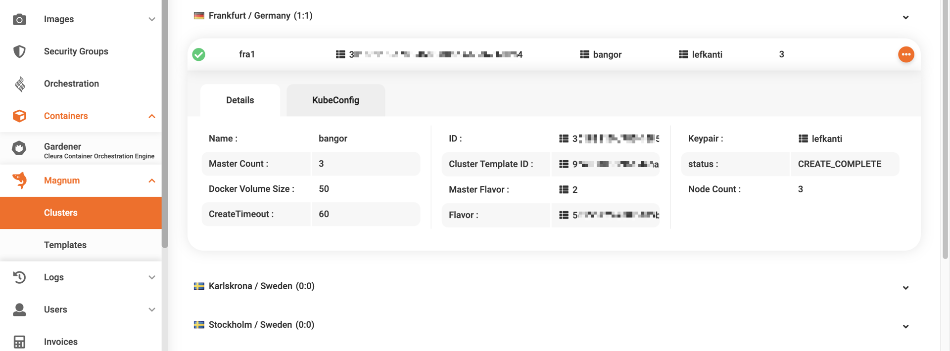 Cluster info
