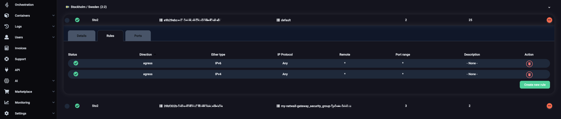 Rules of a permissive security group gone forbidding