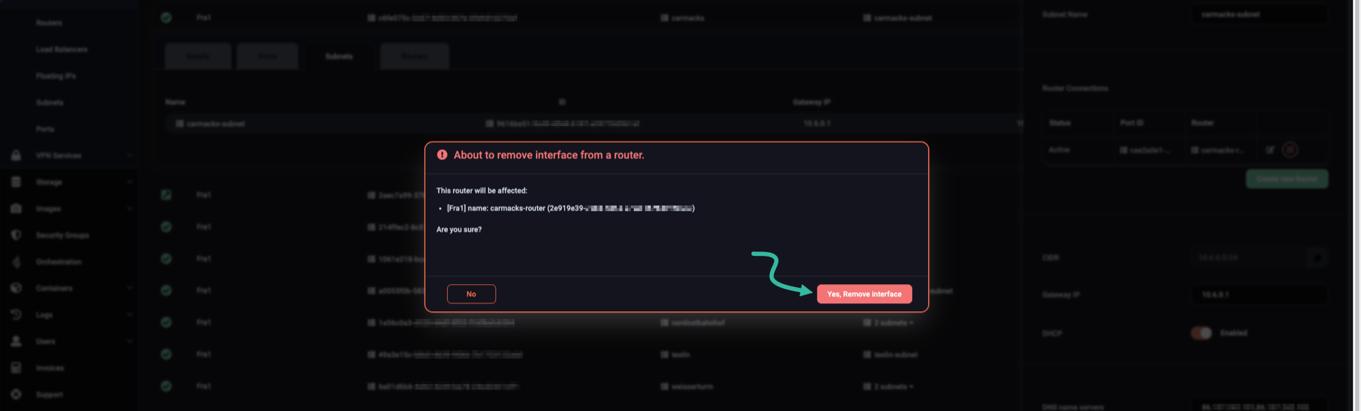 Remove interface