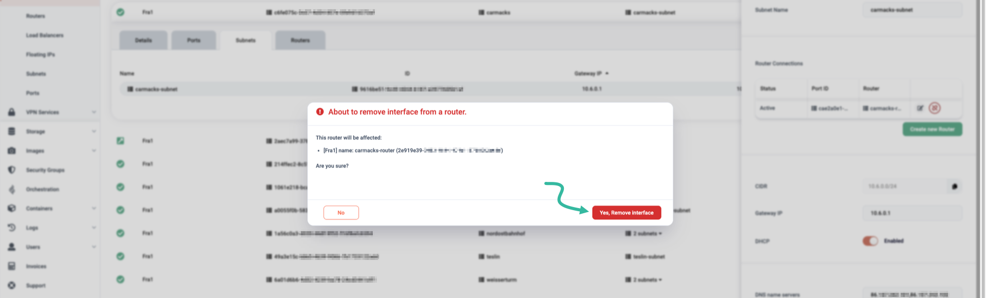 Remove interface