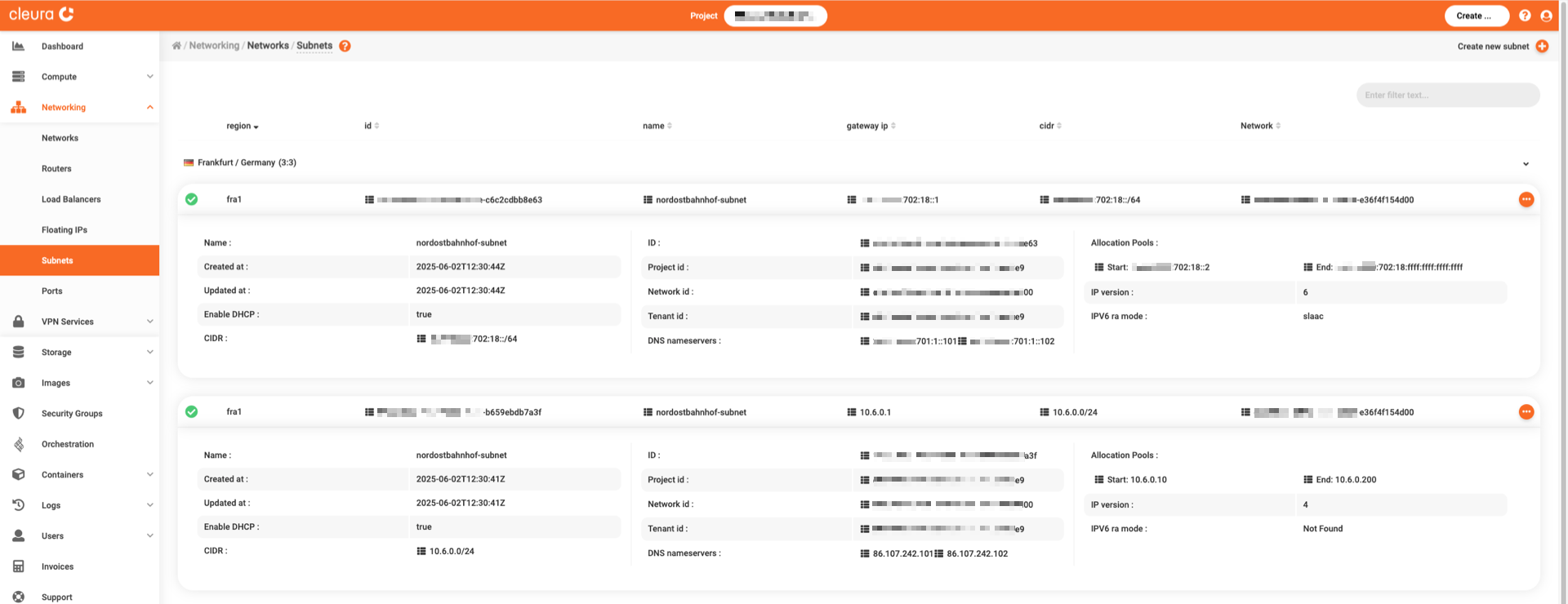 Network details