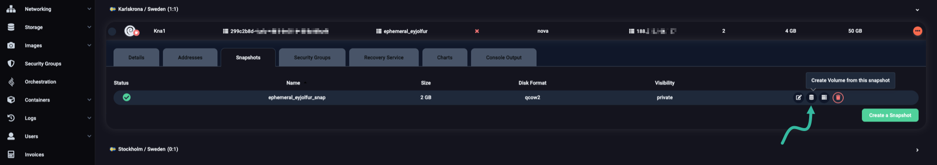 Creating volume from snapshot