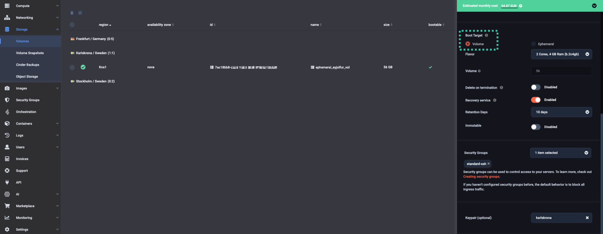 Keeping the recovery service enabled