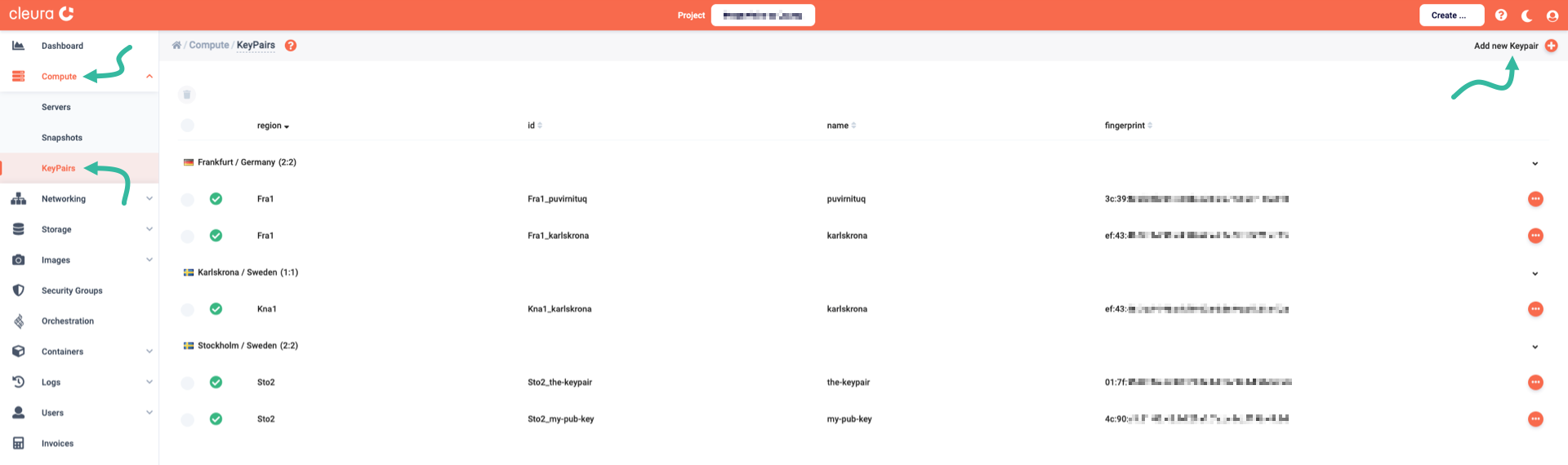 All available keypairs