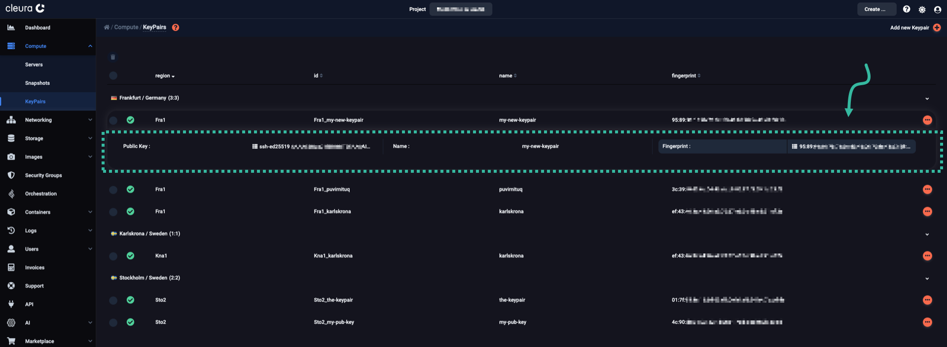 Viewing keypair details