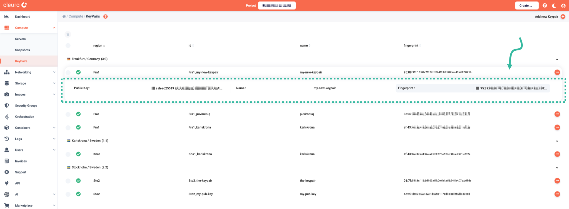Viewing keypair details