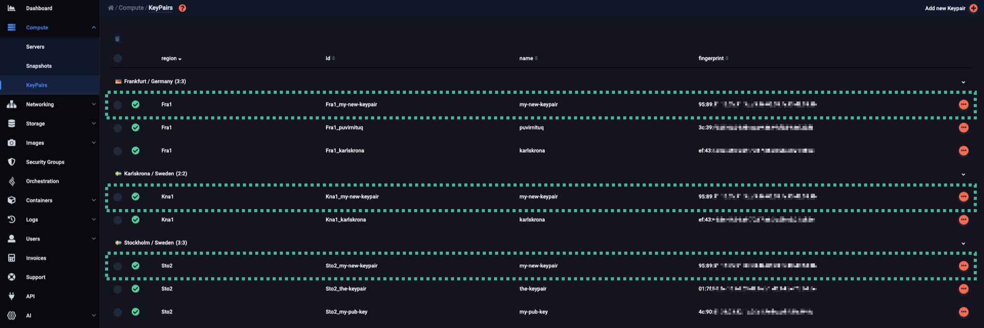 Your keypair is now accessible from more then one regions