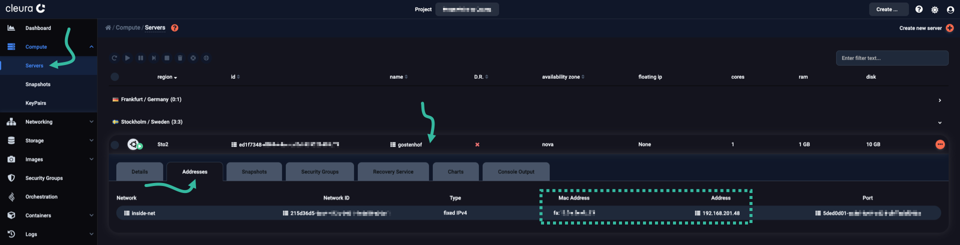 View server connectivity information