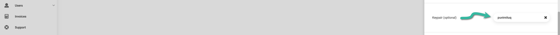 Indicate an existing keypair