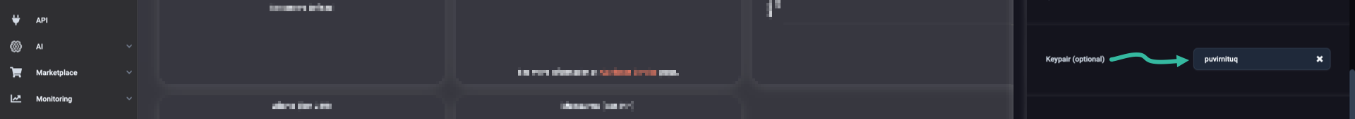Indicate an existing keypair