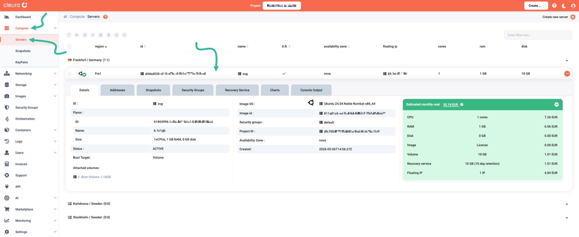 View server details