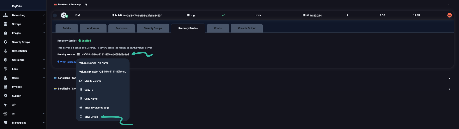 Backing volume and its ID