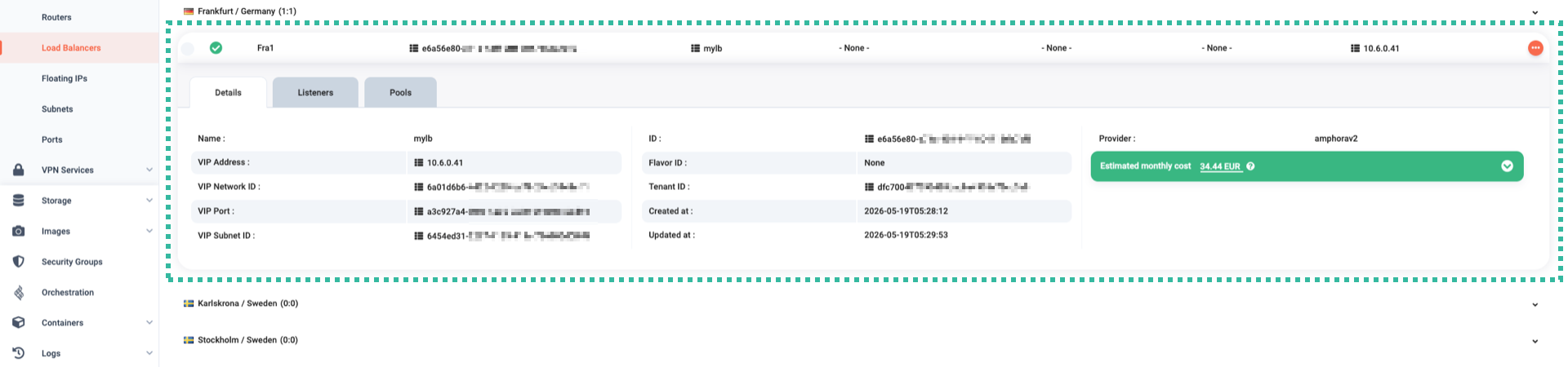 View the newly created LB
