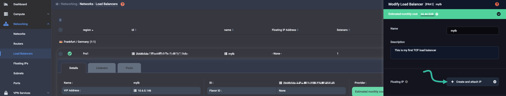 Create and attach floating IP