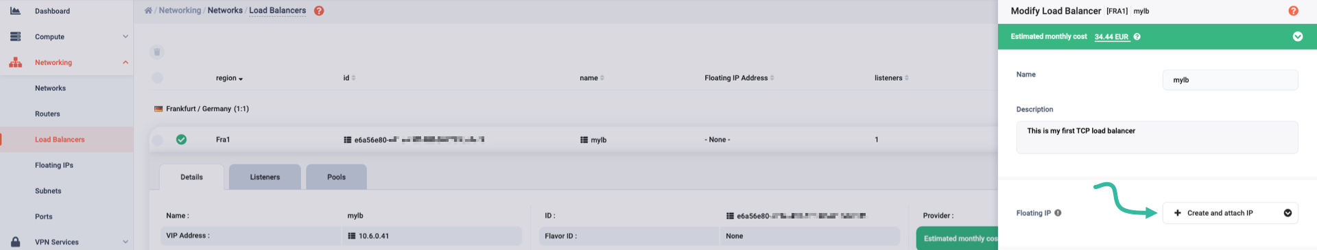 Create and attach floating IP