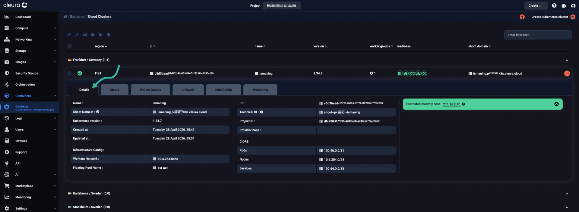 Details regarding the new cluster