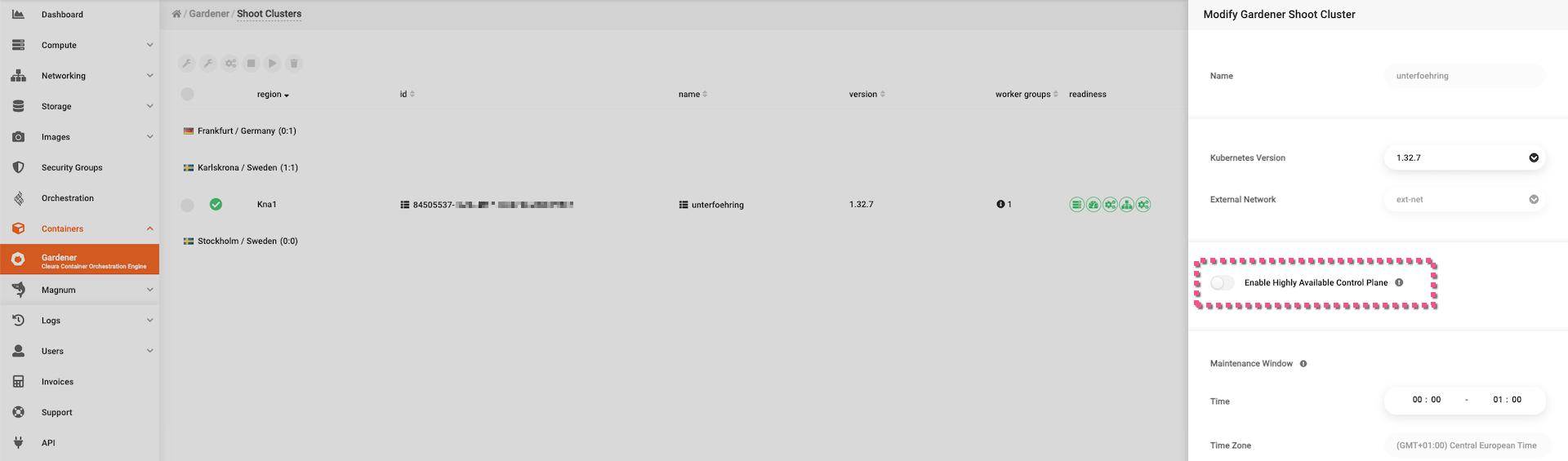 Notice the option for enabling control plane HA