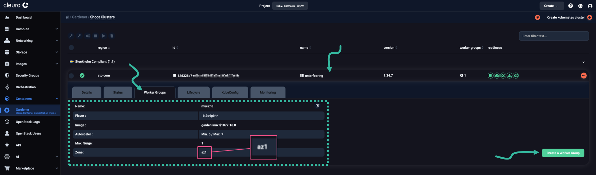 Gardener cluster with one Worker Group