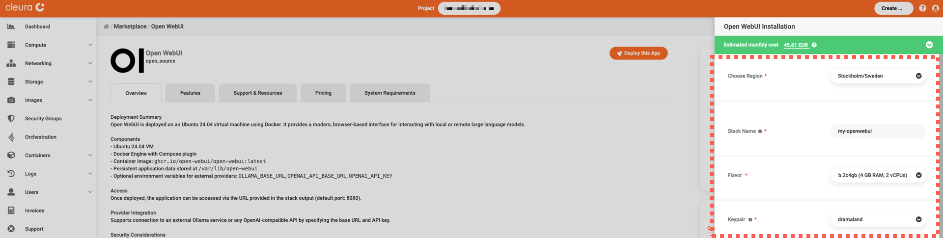 Specify the characteristics of the particular Open WebUI deployment