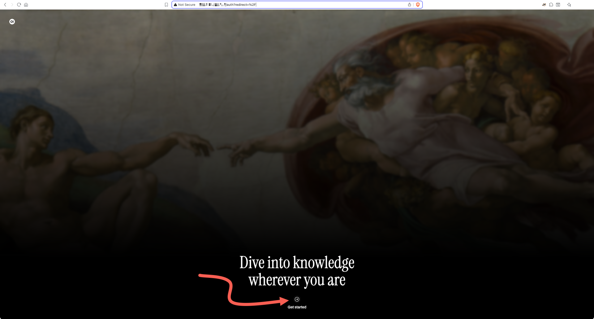 The Open WebUI welcome page