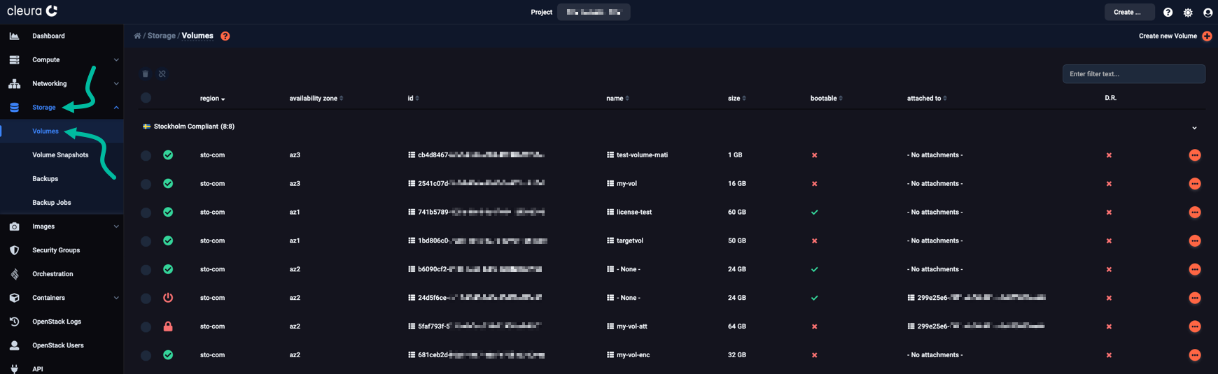 All volumes are in the main pane