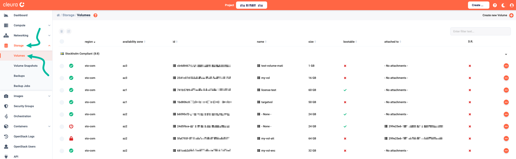 All volumes are in the main pane