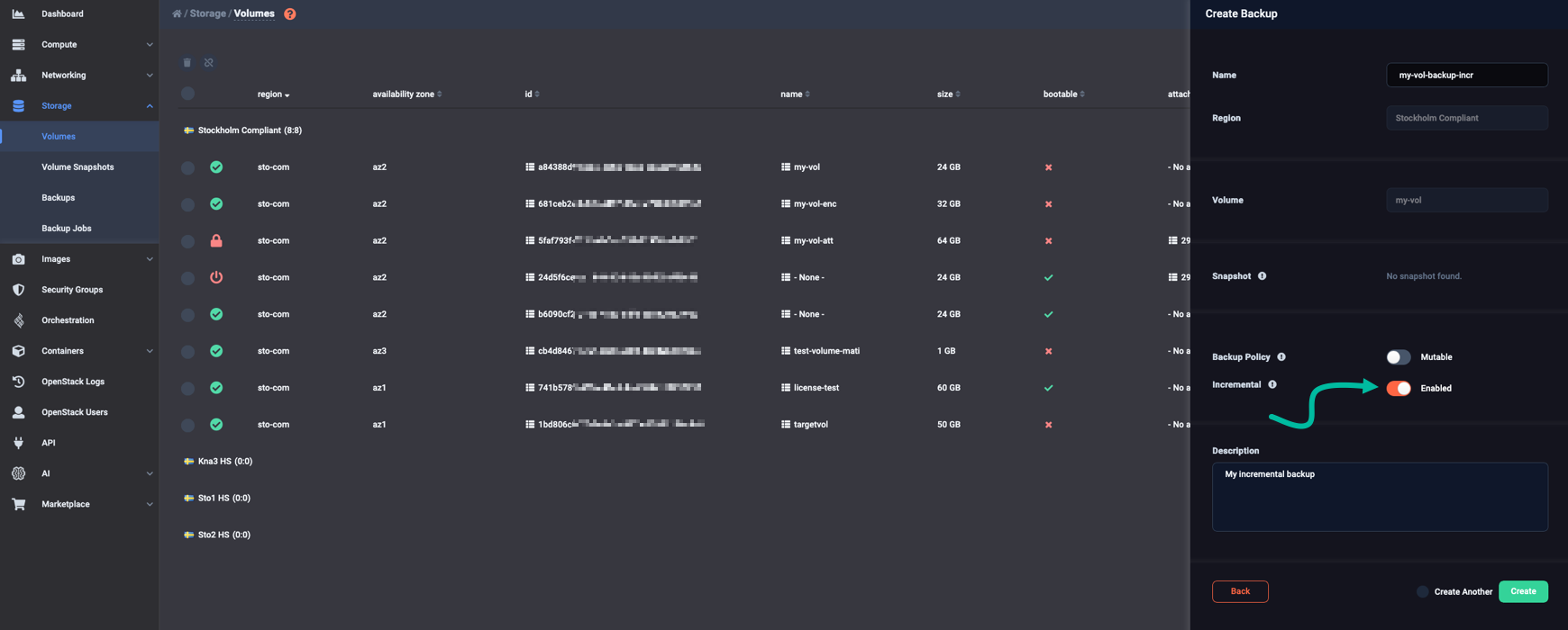 Making sure the new backup is incremental