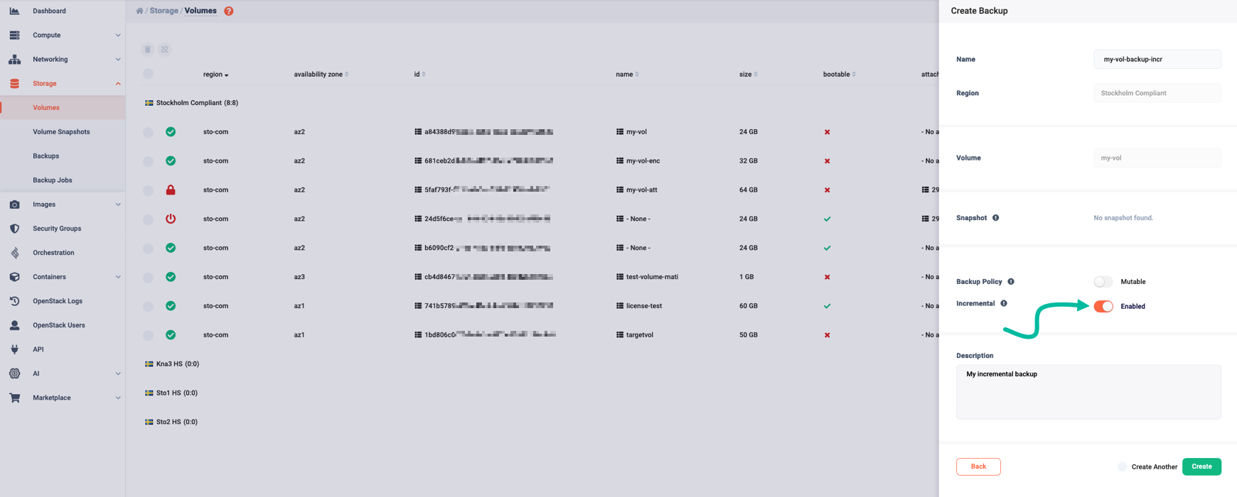 Making sure the new backup is incremental