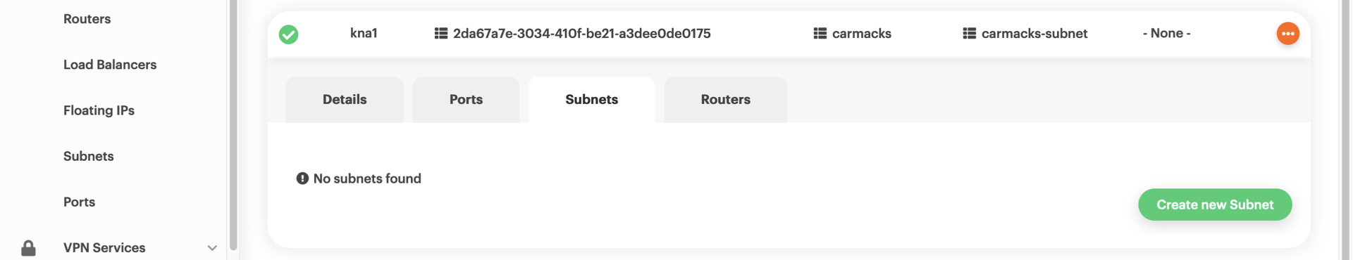 No subnets