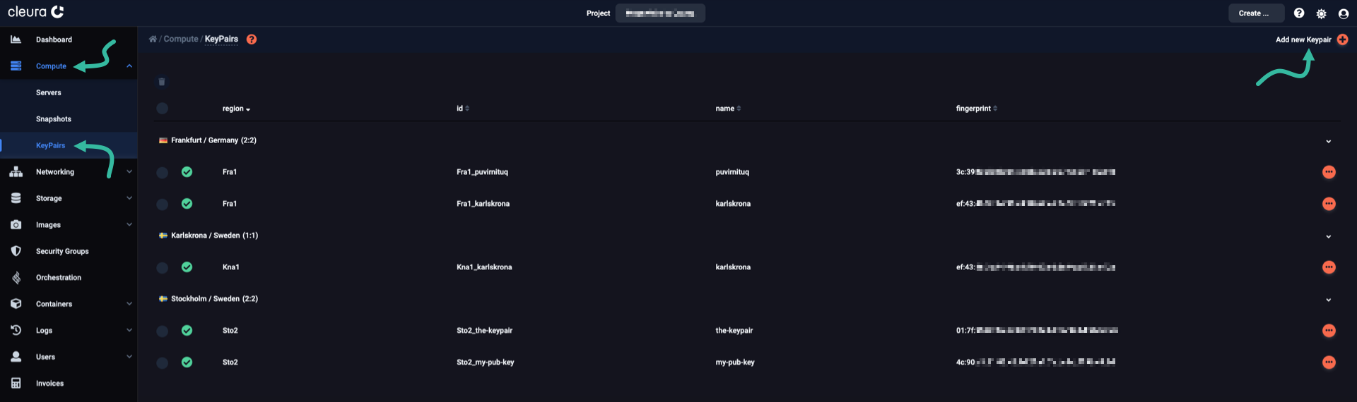 All available keypairs