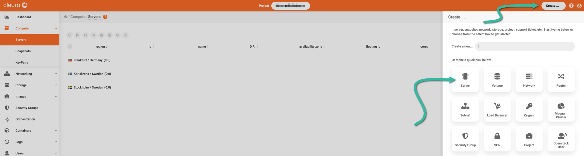 Create new Cleura Cloud object