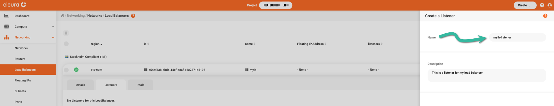 Set name and description for the new listener