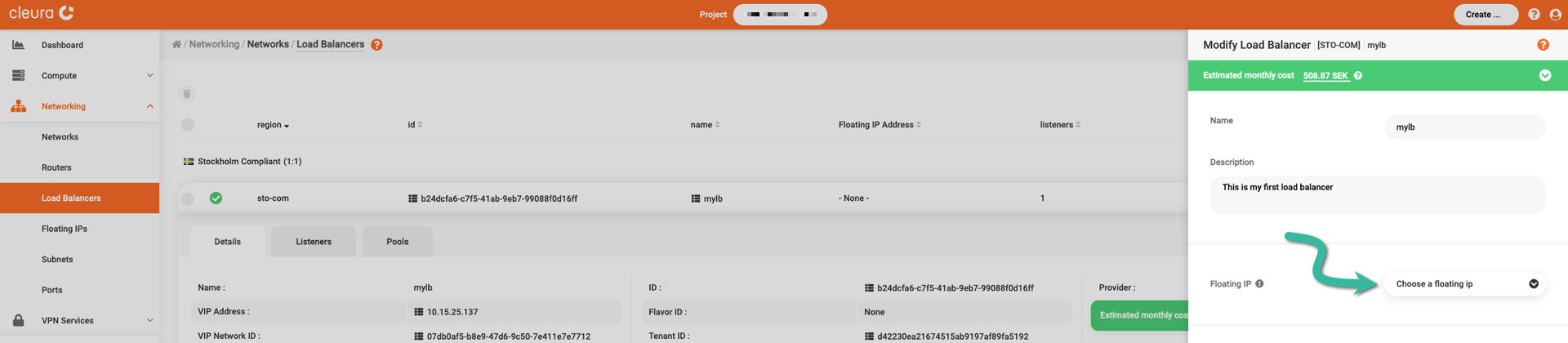Create and attach floating IP