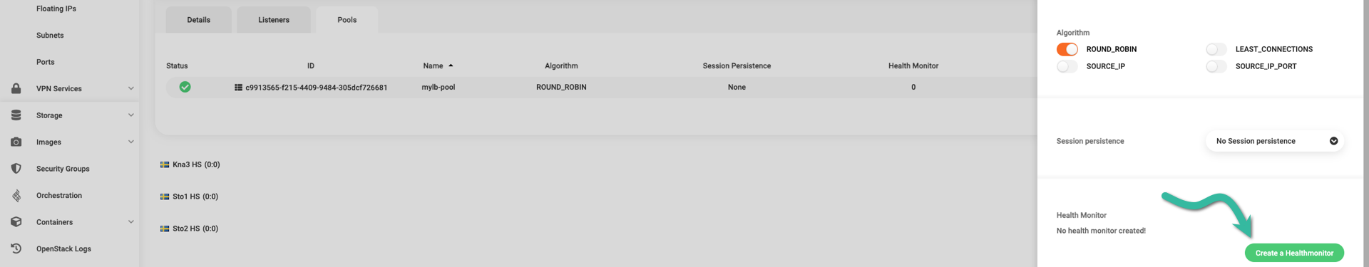 Create new health monitor