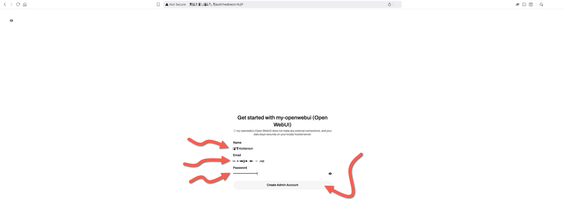 Create a new admin user