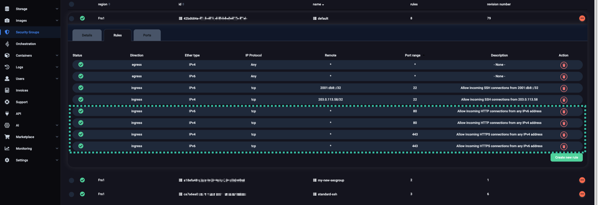 All new rules regarding incoming connections to 80/TCP and 443/TCP