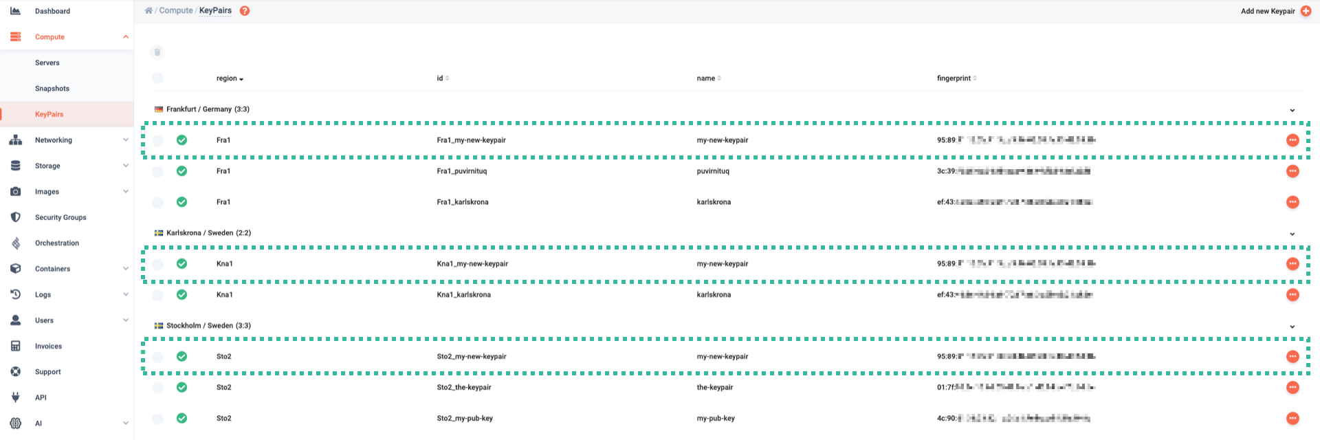 Your keypair is now accessible from more then one regions