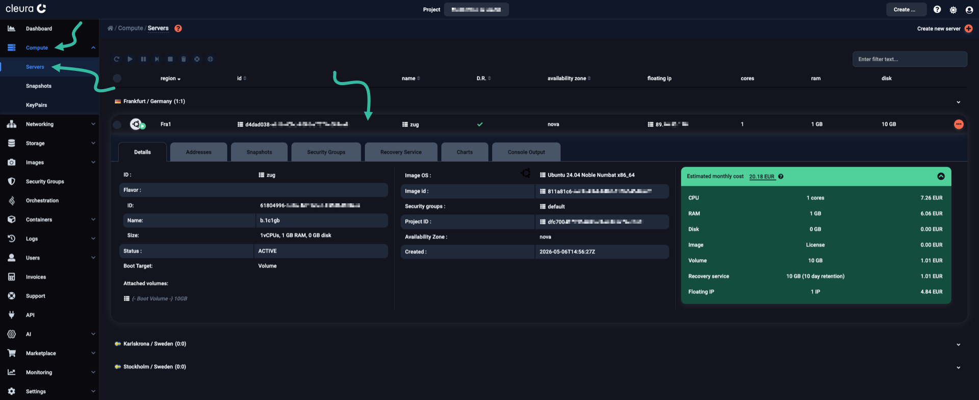 View server details