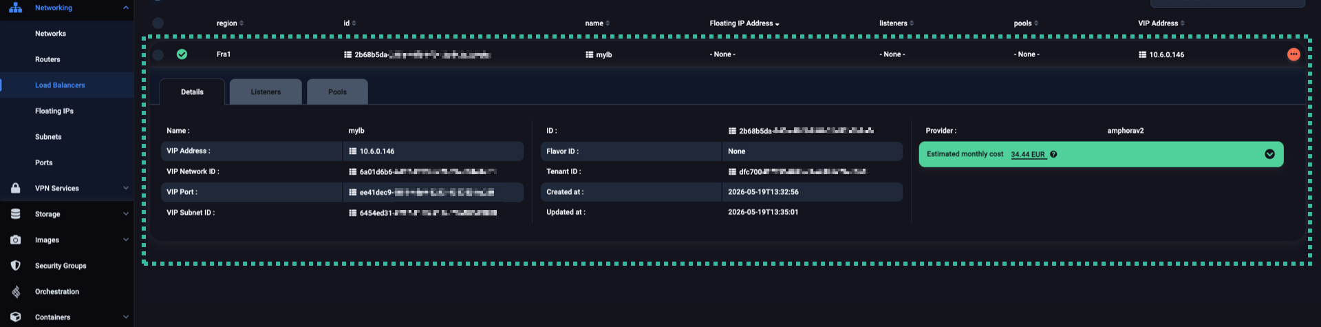 View the newly created LB