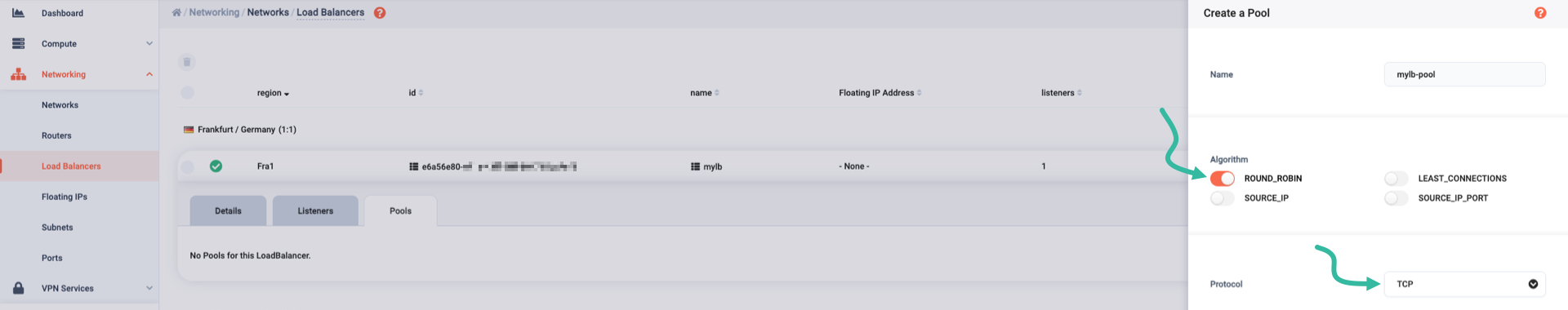 Type in name, set algorithm and protocol