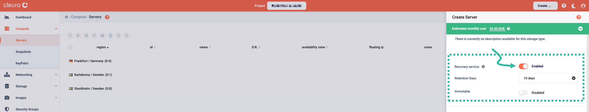 Recovery service is enabled by default for new servers