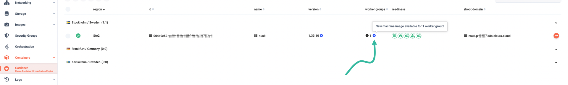 New machine image indicator