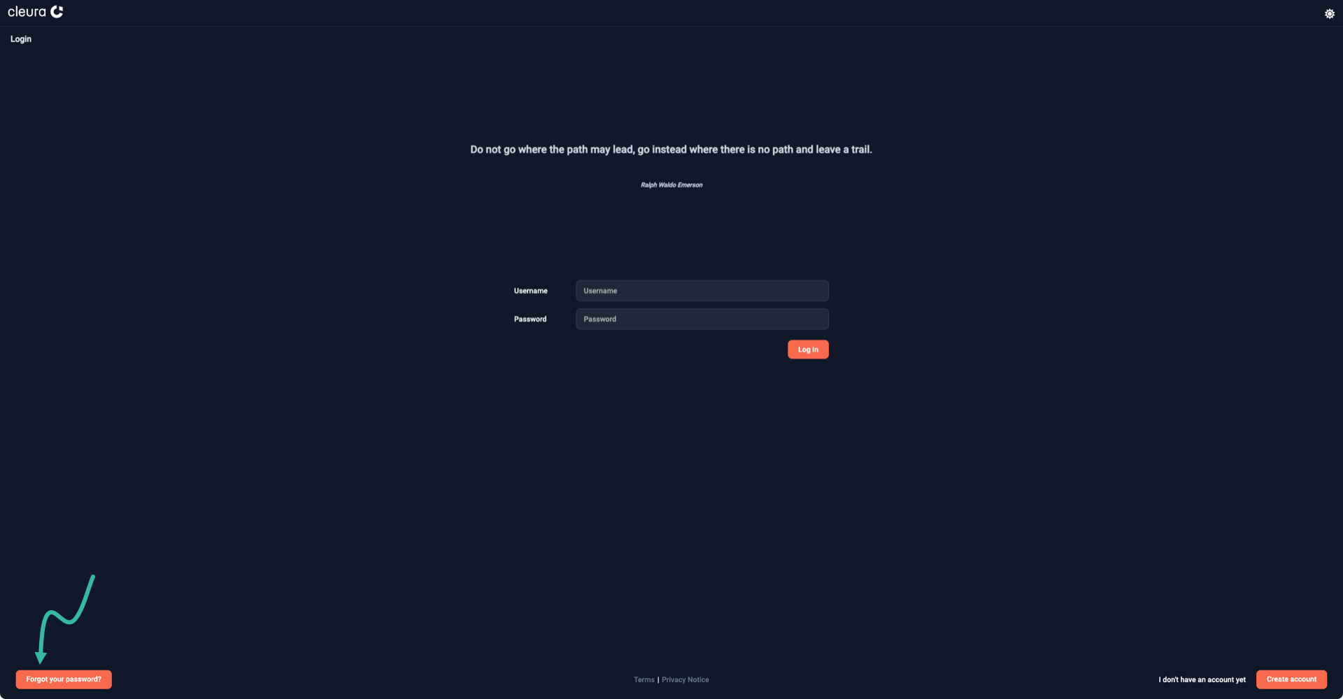 Forgot your password button