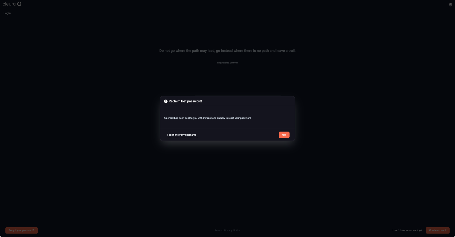 Reset your password email has been sent