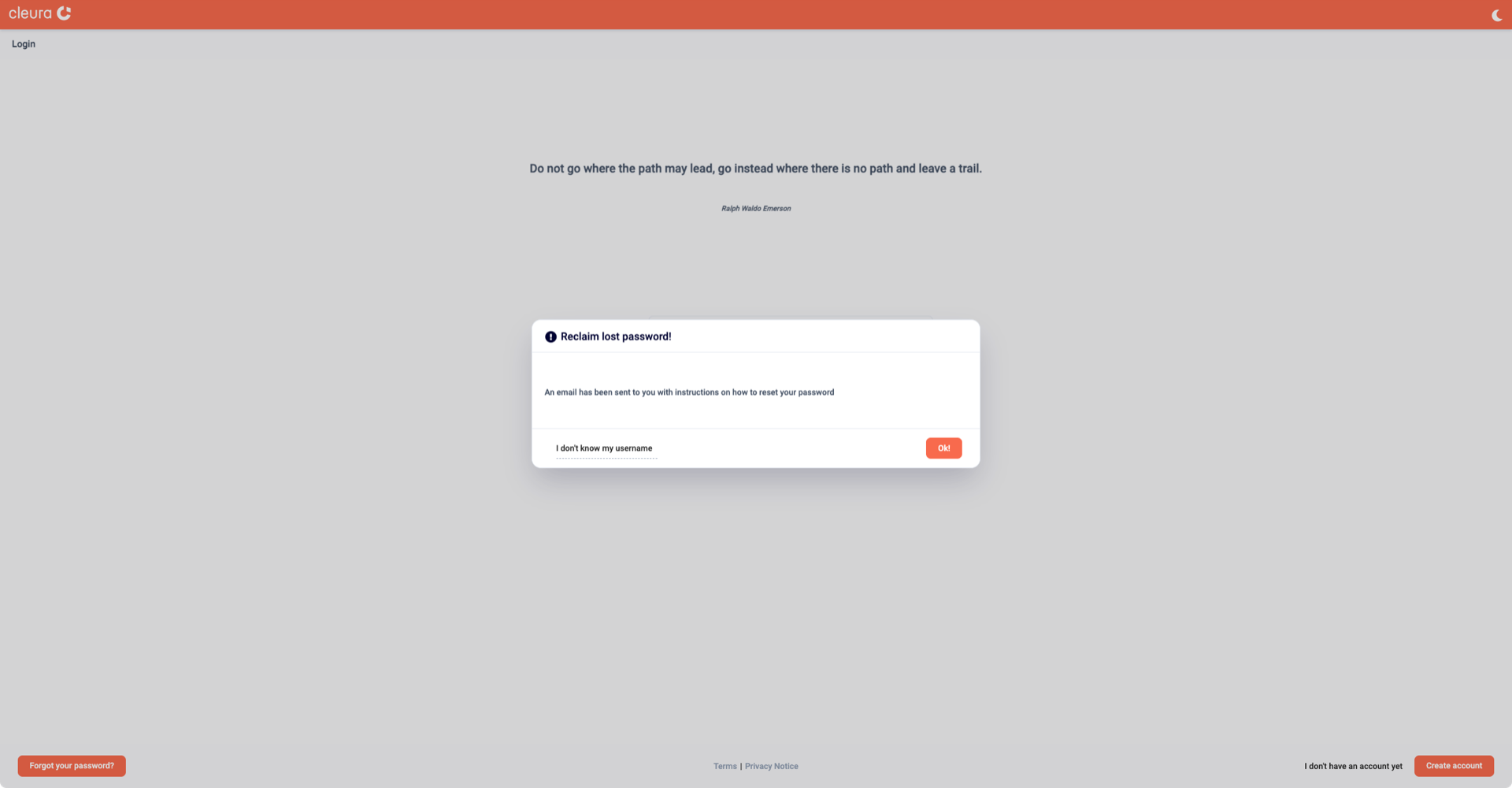Reset your password email has been sent
