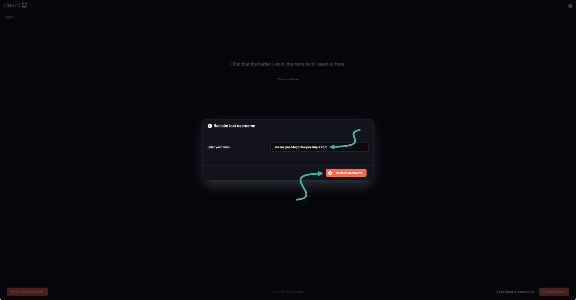 Reclaim username button