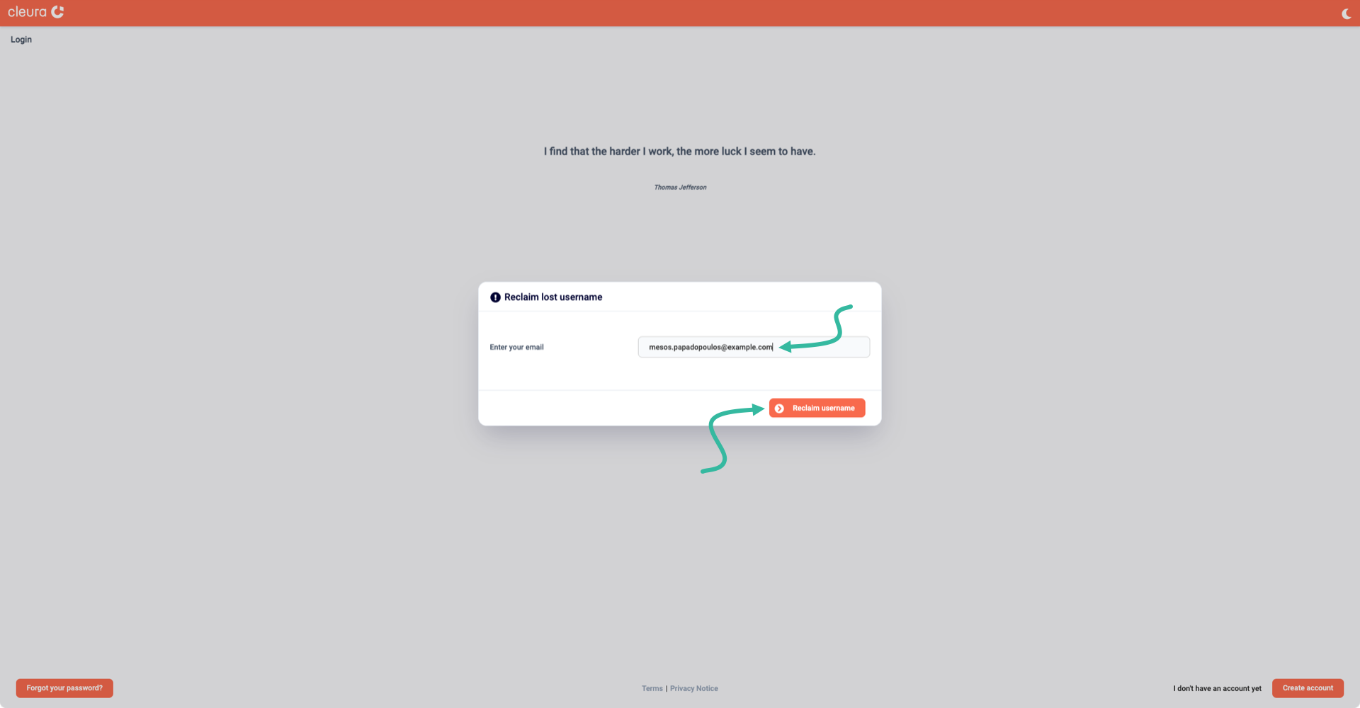 Reclaim username button