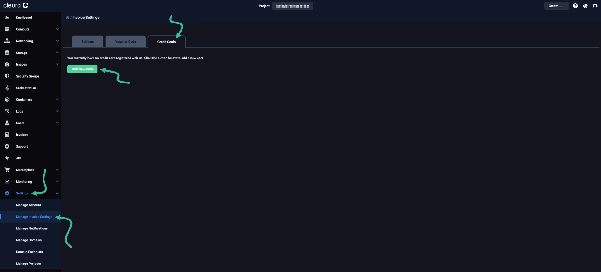 Locating the button for adding a new credit card